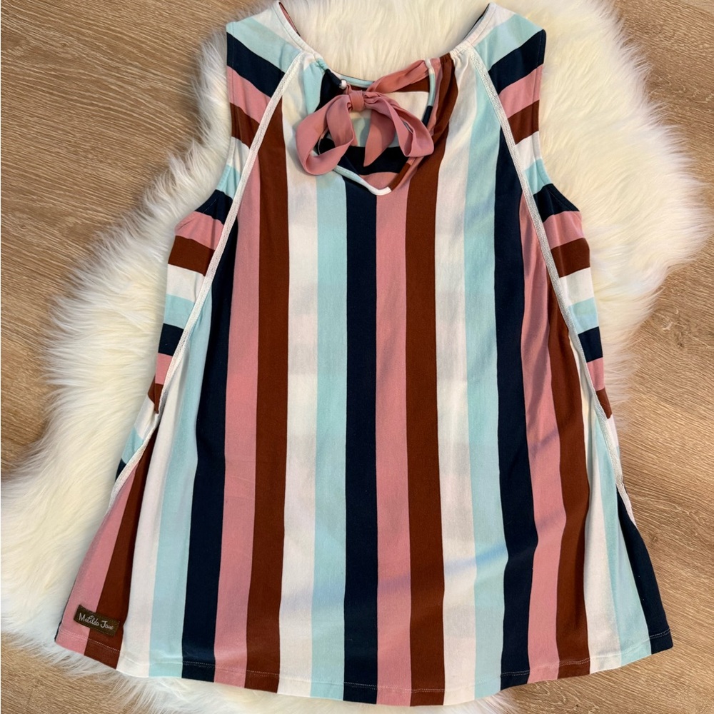 Matilda Jane Sierra Women’s Sleeveless Striped Tie-back Tank Size Medium - Picture 4 of 6